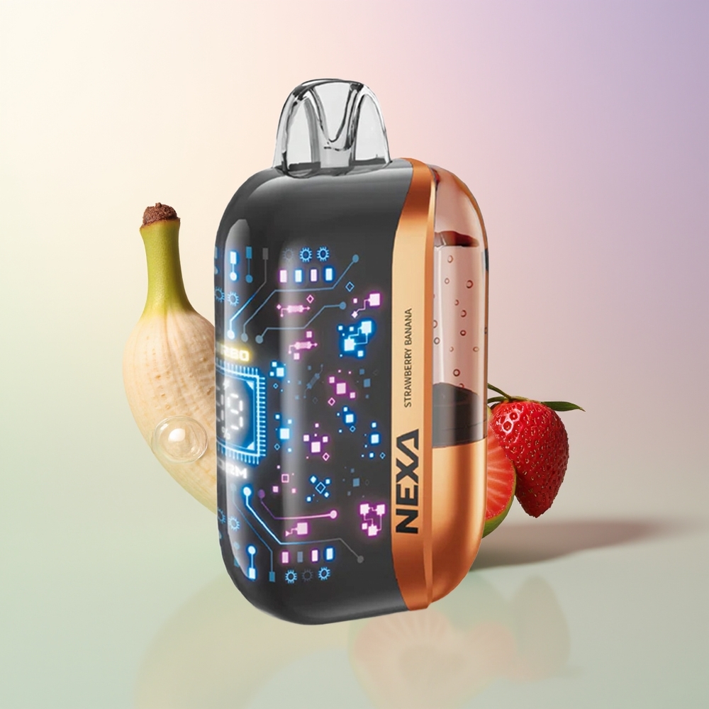 NEXA Ultra 50000 Puffs Strawberry Banana 20ml 800mAh 5 09ohm Dual Mesh 3D Curved Screen Type-C