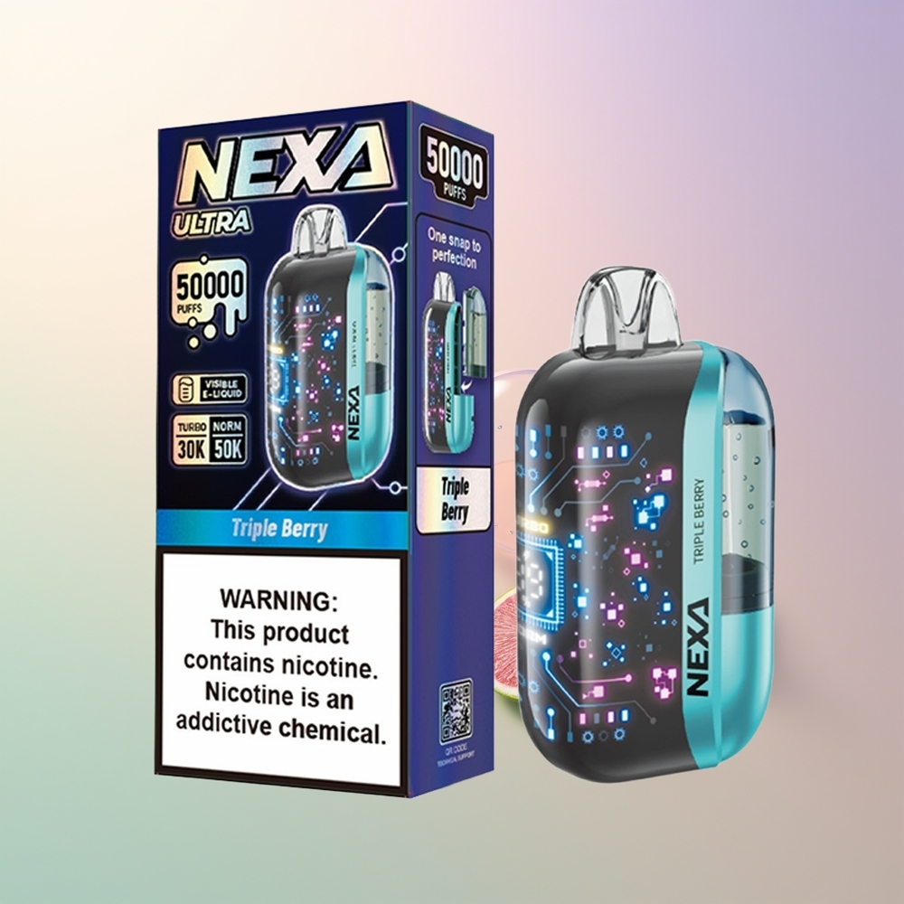 NEXA Ultra 50000 Puffs Triple Berry 20ml 800mAh 5 09ohm Dual Mesh 3D Curved Screen Type-C