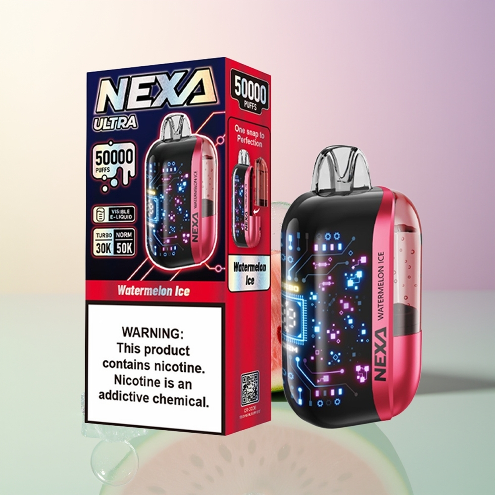 NEXA Ultra 50000 Puffs Watermelon Ice 20ml 800mAh 5 09ohm Dual Mesh 3D Curved Screen Type-C