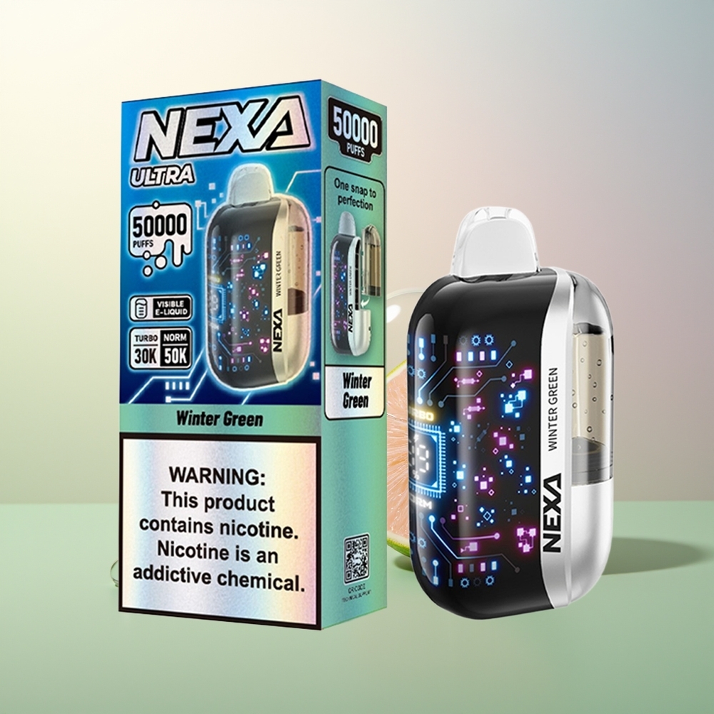 NEXA Ultra 50000 Puffs Winter Green 20ml 800mAh 5 Dual Mesh 09ohm 3D Screen Type-C