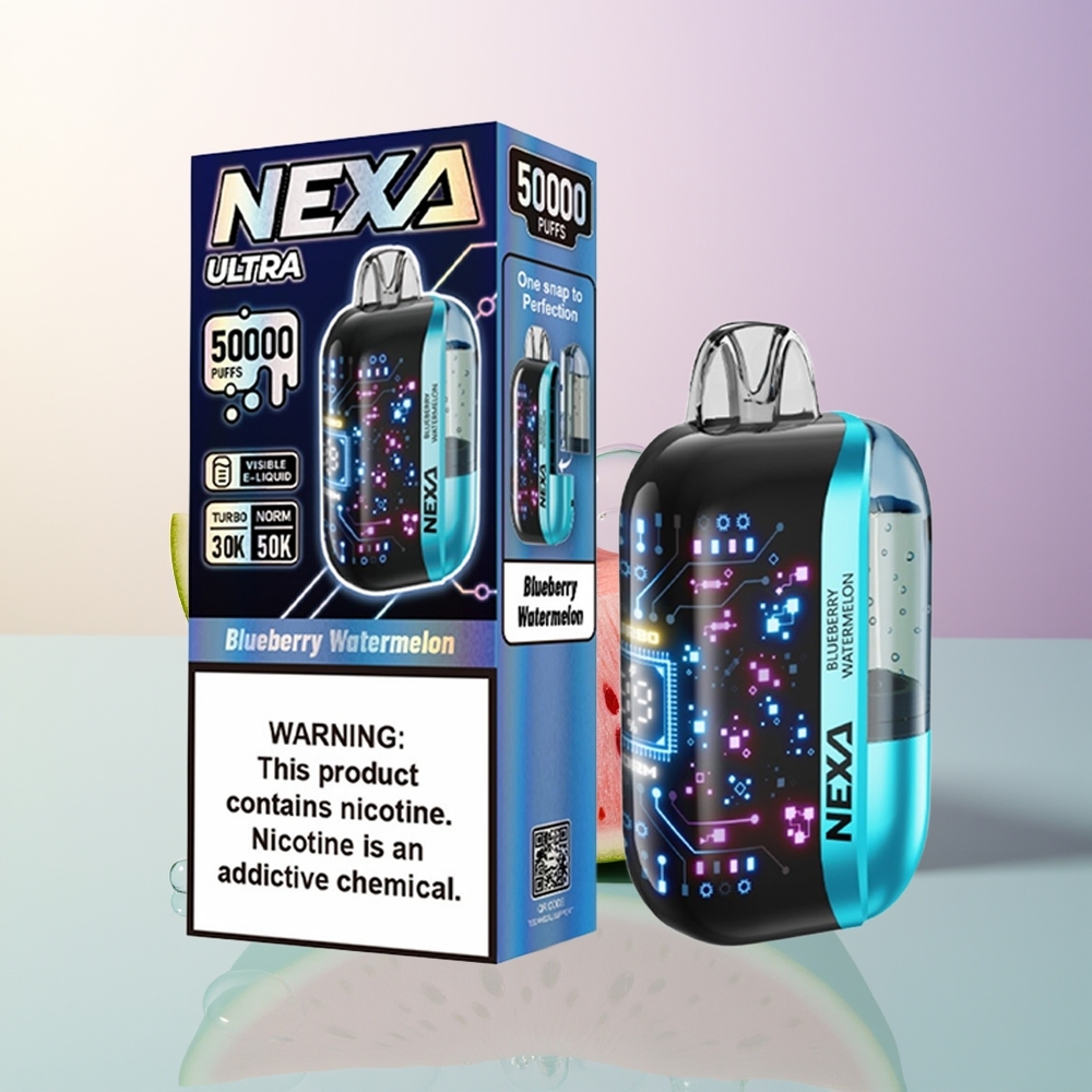 NEXA Ultra 50K Puffs Blueberry Watermelon 20ml 800mAh 5 09ohm Dual Mesh 3D Curved Screen Type-C