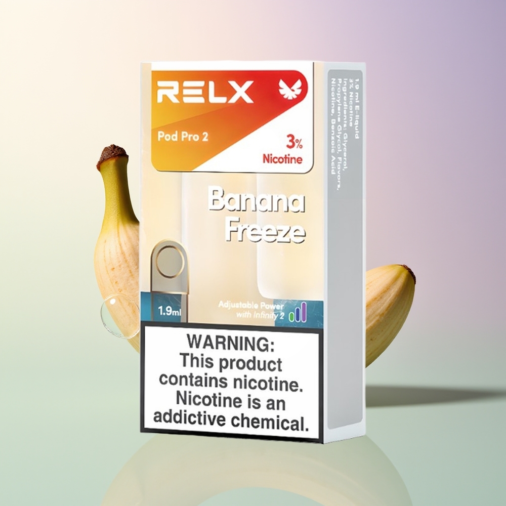 RELX Pod Pro 2 600 Puffs Banana Freeze 19ml 3 Voltage Modes