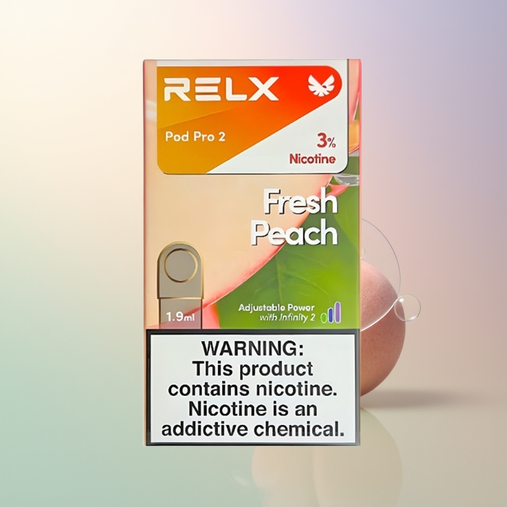 RELX Pod Pro 2 600 Puffs Fresh Peach 19ml 3 Voltage Modes Eco Smooth Boost 2 Pods Pack