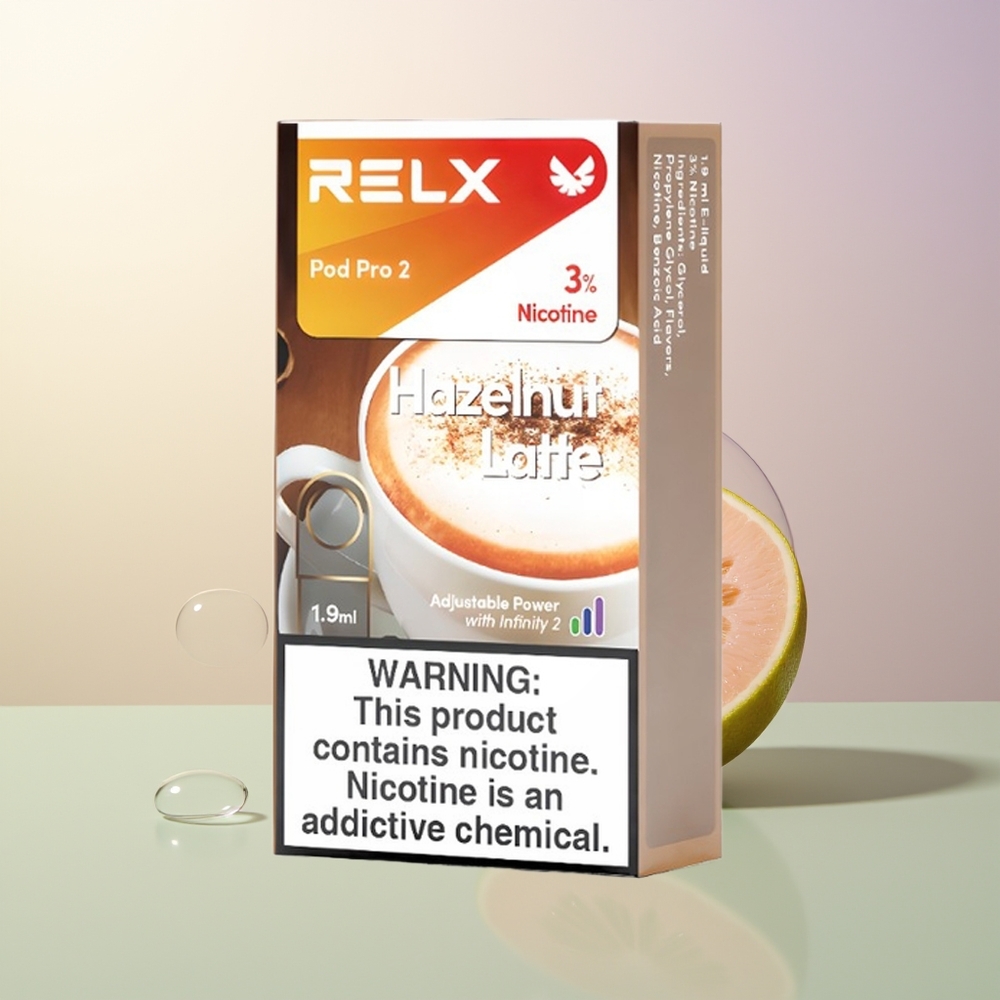 RELX Pod Pro 2 600 Puffs Hazelnut Latte 19ml 3 Voltage Modes