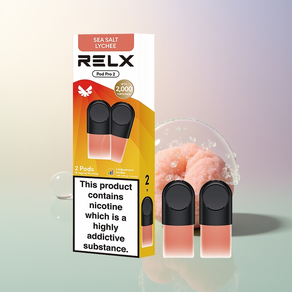 RELX Pod Pro 2 600 Puffs Lychee Sea Salt 19ml 3 Voltage Modes