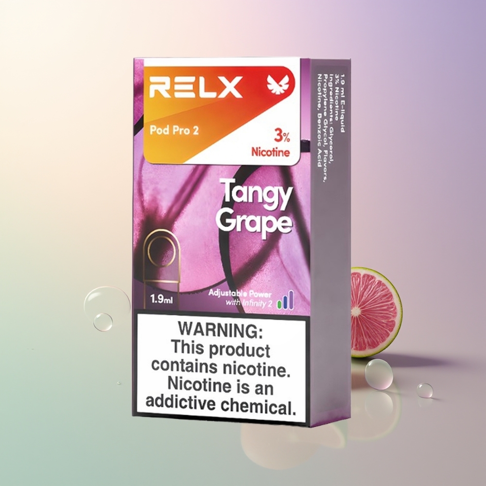 RELX Pod Pro 2 600 Puffs Tangy Grape 19ml 3 Voltage Modes