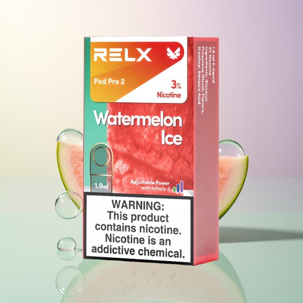 RELX Pod Pro 2 600 Puffs Watermelon Ice 19ml 3 Voltage Modes 2 Pods Pack