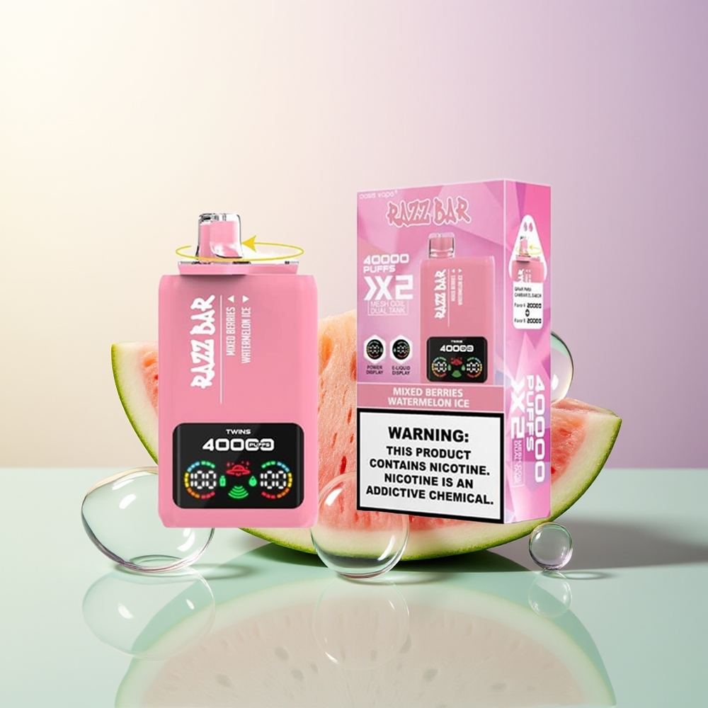 Razz Bar 40000 Puffs Mixed Berries Watermelon Ice Mesh Coil Power Screen 650mAh Type-C 2 5 Nicotine