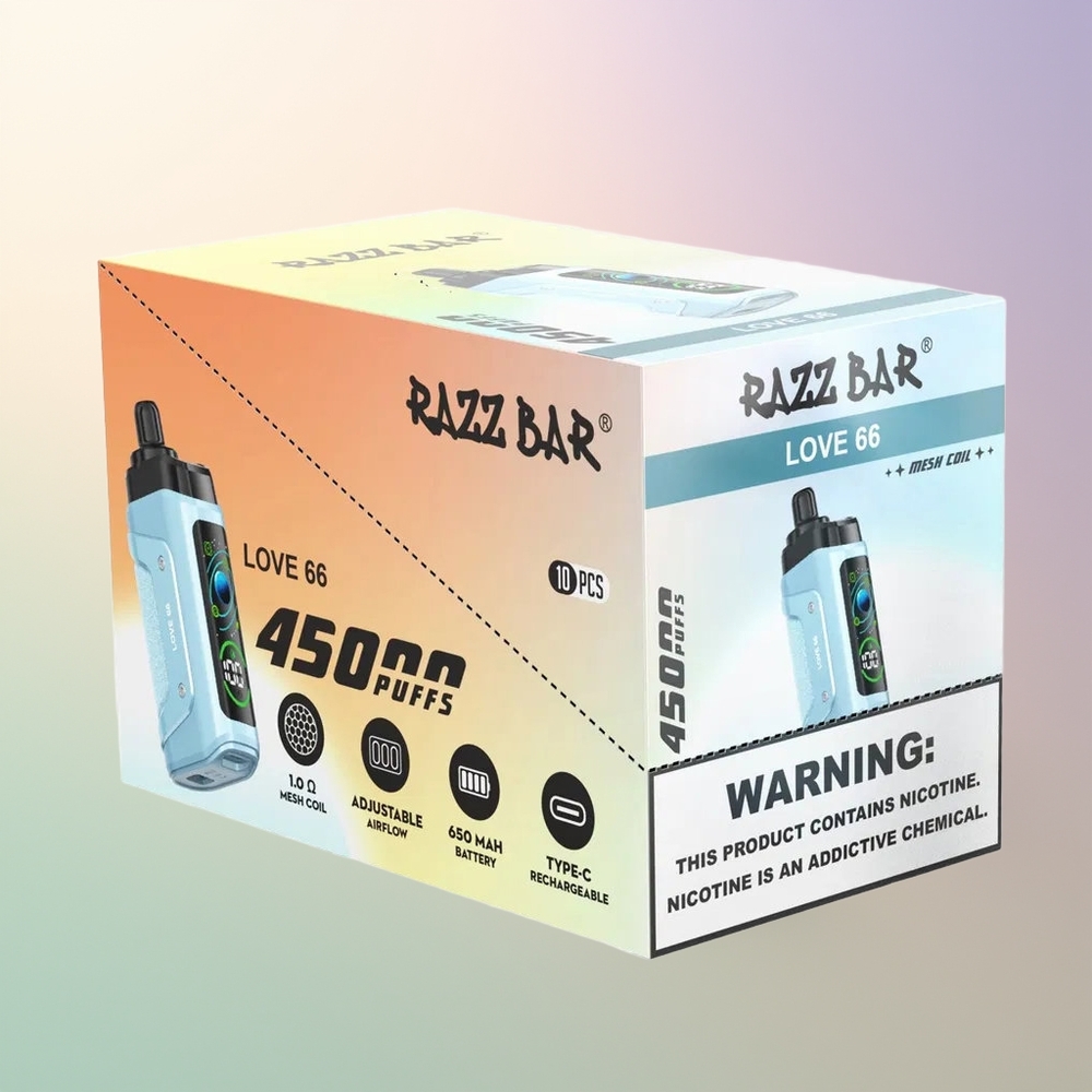 Razz Bar 45000 Puffs Disposable Vape Love 66 Mesh Adjustable Airflow Type-C Rechargeable