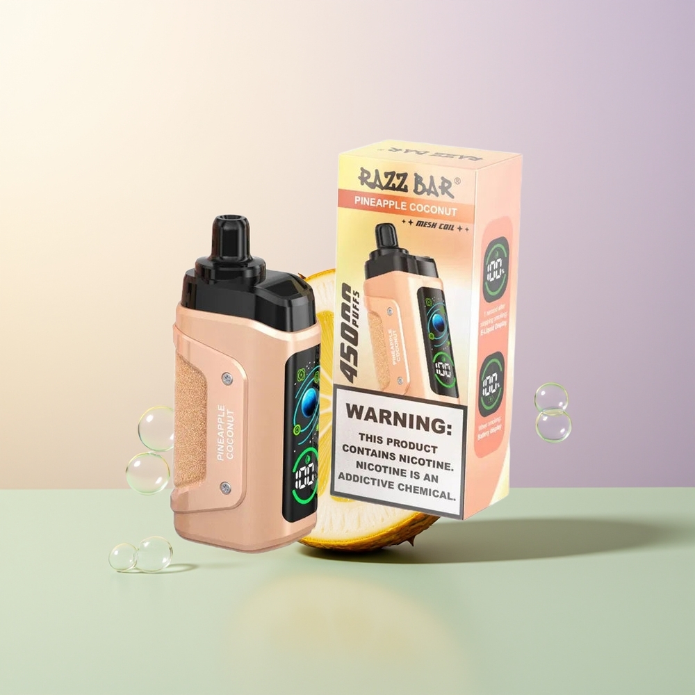 Razz Bar 45000 Puffs Disposable Vape Pineapple Coconut Mesh Coil Adjustable Airflow Rechargeable