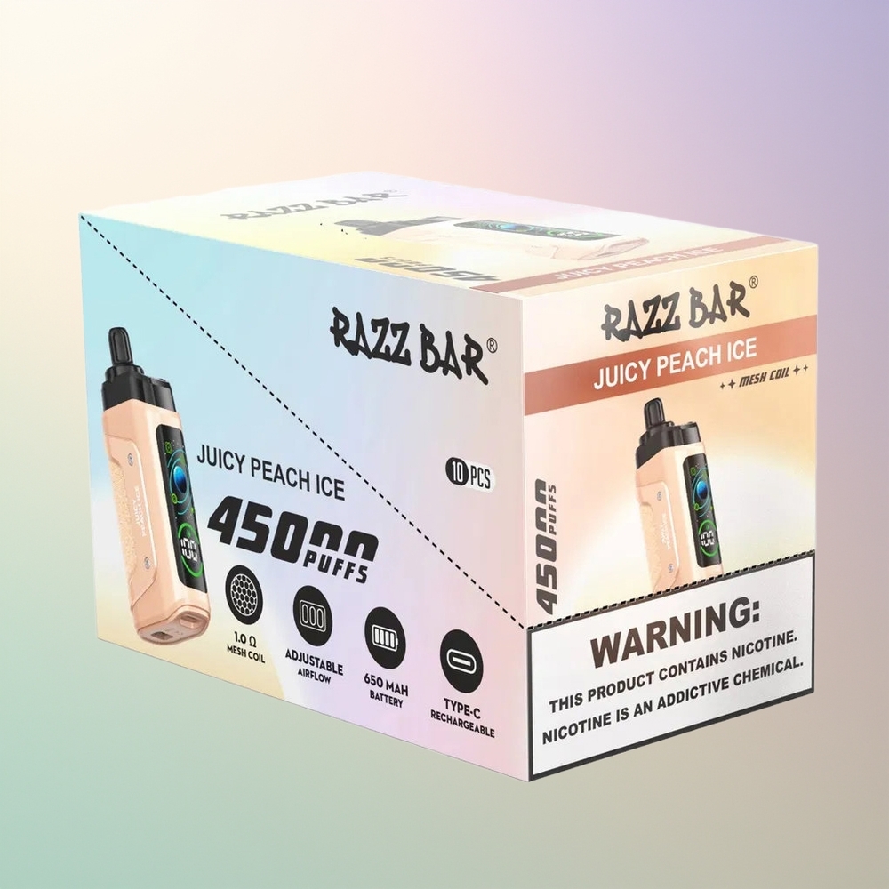 Razz Bar 45000 Puffs Juicy Peach Ice Mesh Adjustable Airflow