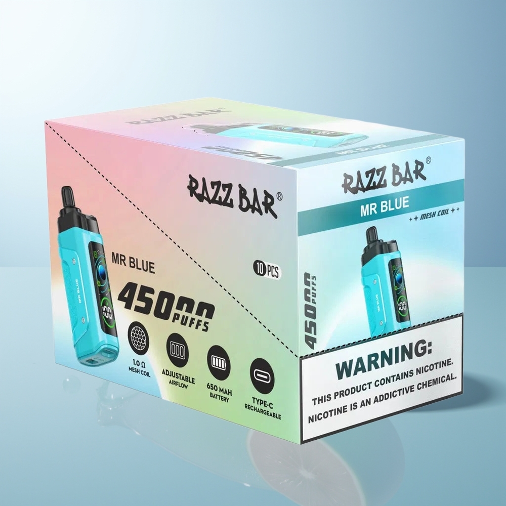 Razz Bar 45000 Puffs Mr Blue Disposable Vape Mesh 10 Ohm Type-C Rechargeable