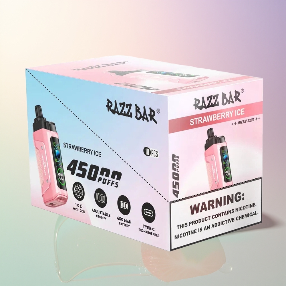 Razz Bar 45000 Puffs Strawberry Ice Mesh Adjustable Airflow Rechargeable