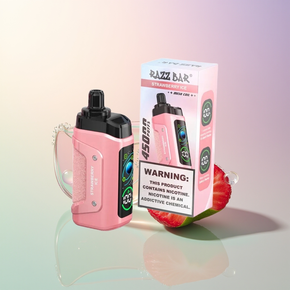 Razz Bar 45000 Puffs Strawberry Ice Mesh Adjustable Airflow Rechargeable