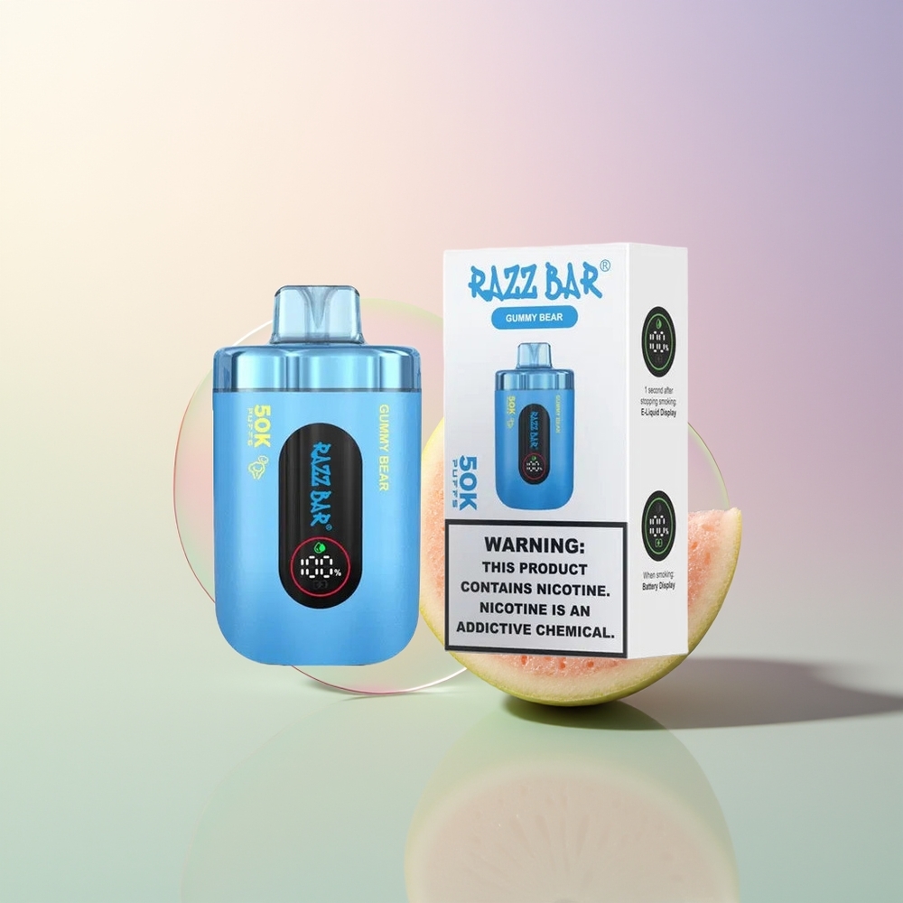 Razz Bar 50K Puffs Gummy Bear 10 Ohm Mesh 650mAh Type-C 2 Nicotine
