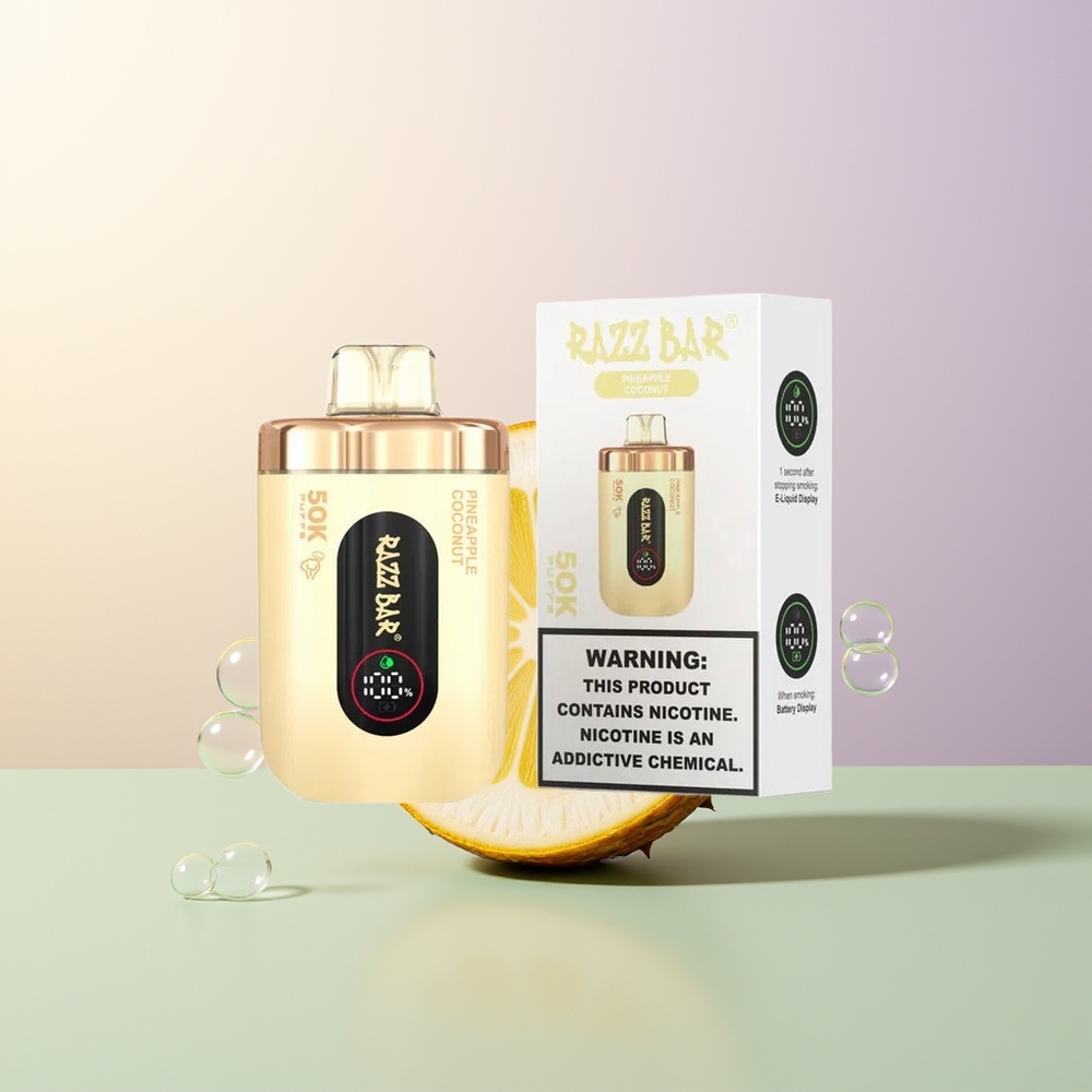 Razz Bar 50K Puffs Pineapple Coconut 10 Ohm 650mAh Type-C 2 Nicotine Disposable Vape