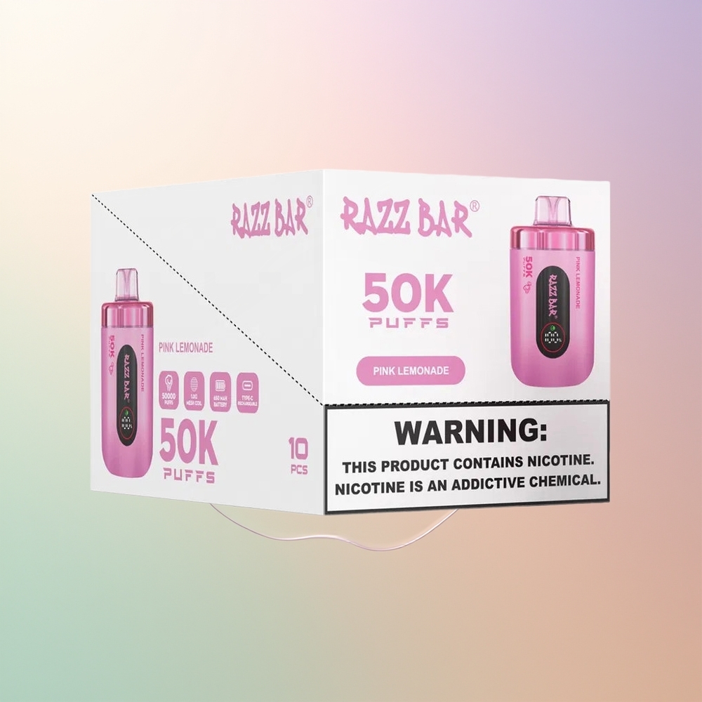 Razz Bar 50K Puffs Pink Lemonade 10 Ohm Mesh 650mAh Type-C 2