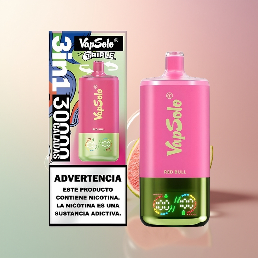 VapSolo Triple 30000 Puffs 3-Tank Red Bull Disposable Vape Type-C