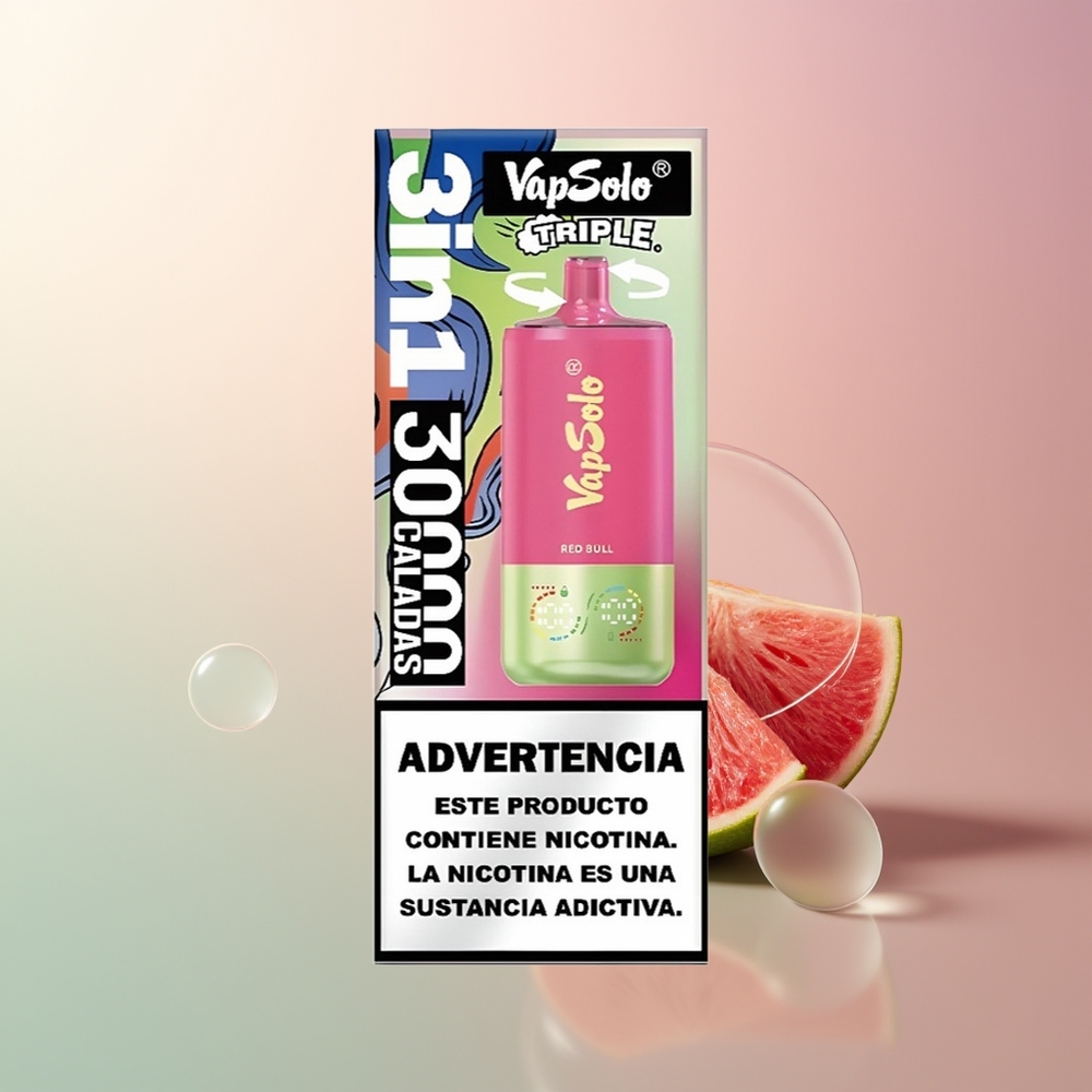 VapSolo Triple 30000 Puffs 3-Tank Red Bull Disposable Vape Type-C