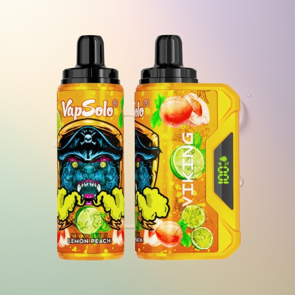VapSolo VIKING 12000 Puffs Lemon Peach 22ml Type-C LED Display Disposable Vape