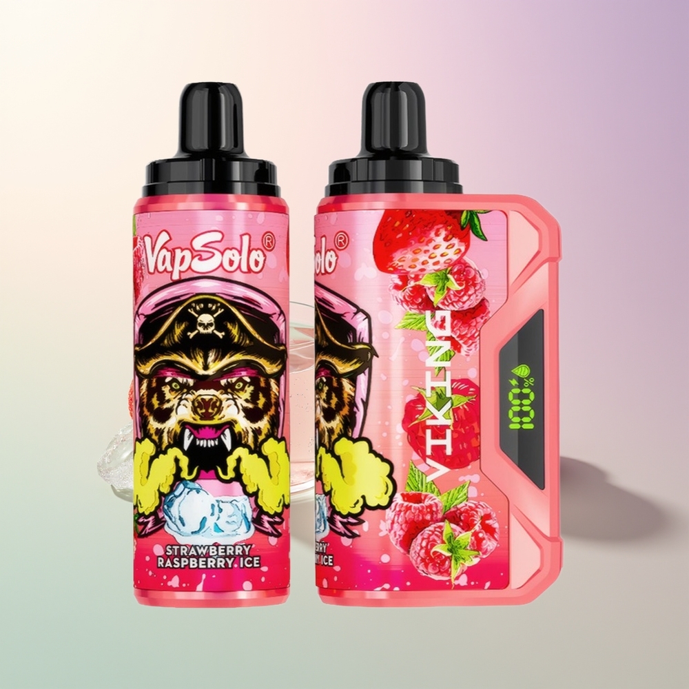 VapSolo VIKING 12000 Puffs Strawberry Raspberry Ice 22ml Type-C LED
