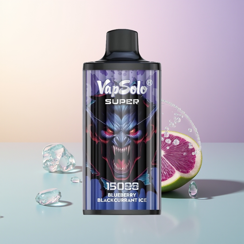 Vapsolo Super 15000 Puffs 40ml Blueberry Blackcurrant Ice 850mah Mesh Coil Type-C