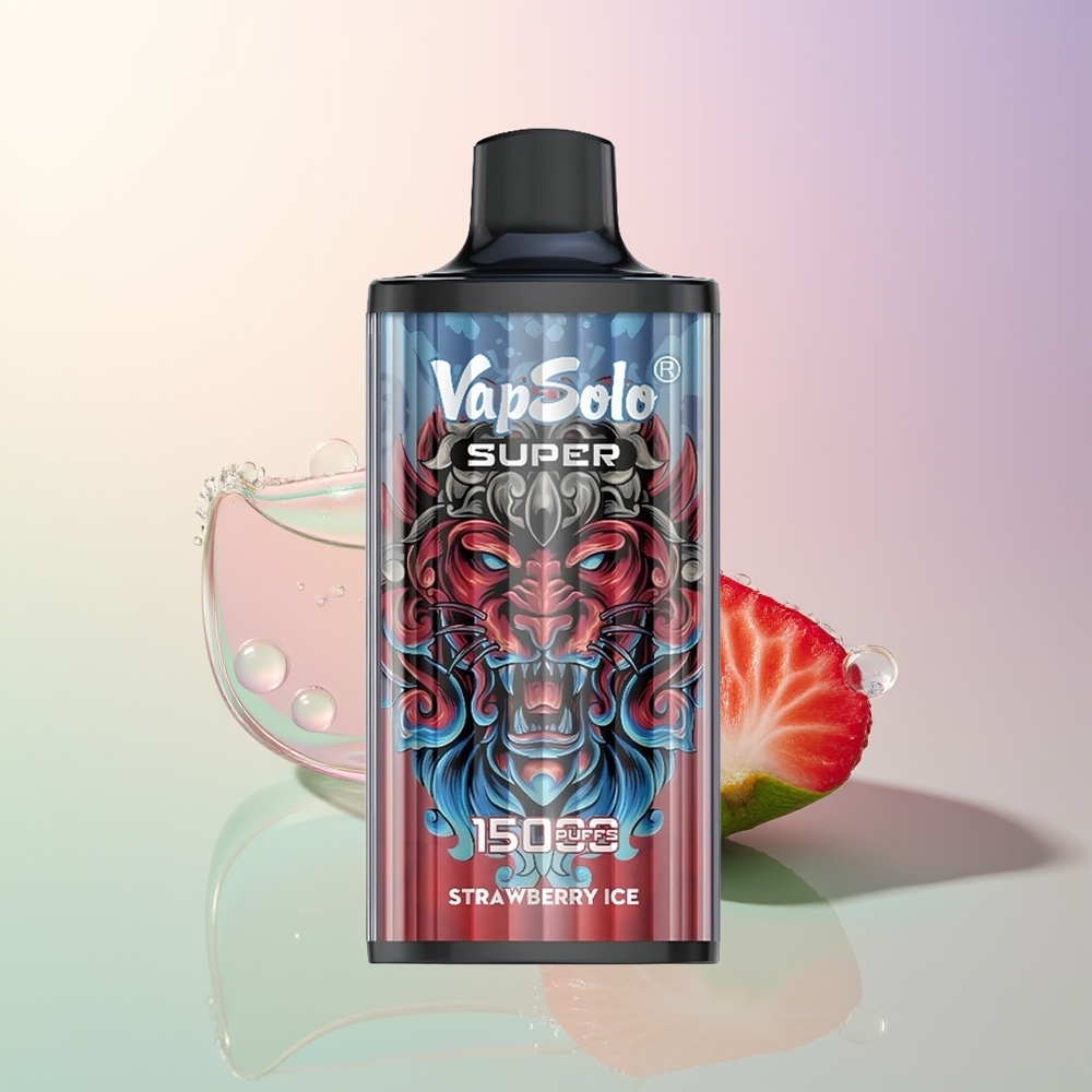 Vapsolo Super 15000 Puffs 40ml Strawberry Ice 850mAh Mesh Coil Type-C