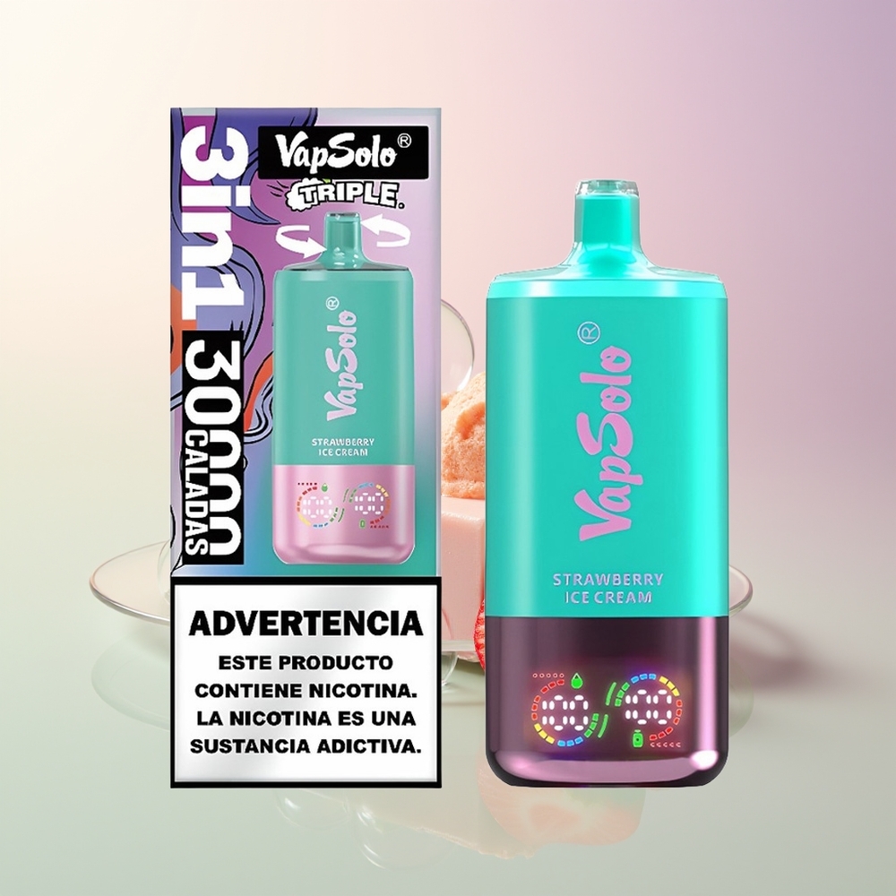 Vapsolo Triple 30000 Puffs Strawberry Ice Cream 40ml Type-C