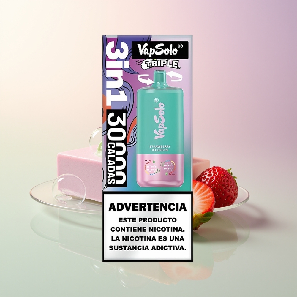 Vapsolo Triple 30000 Puffs Strawberry Ice Cream 40ml Type-C