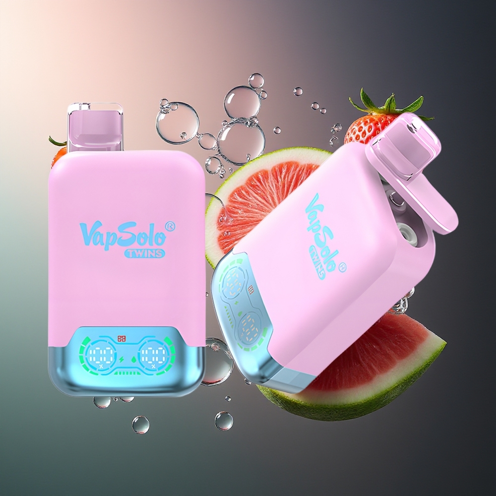 Vapsolo Twins 20000 Puffs Black Ice Dragon Fruit Strawberry  Raspberry Watermelon Dual Tank Type-C