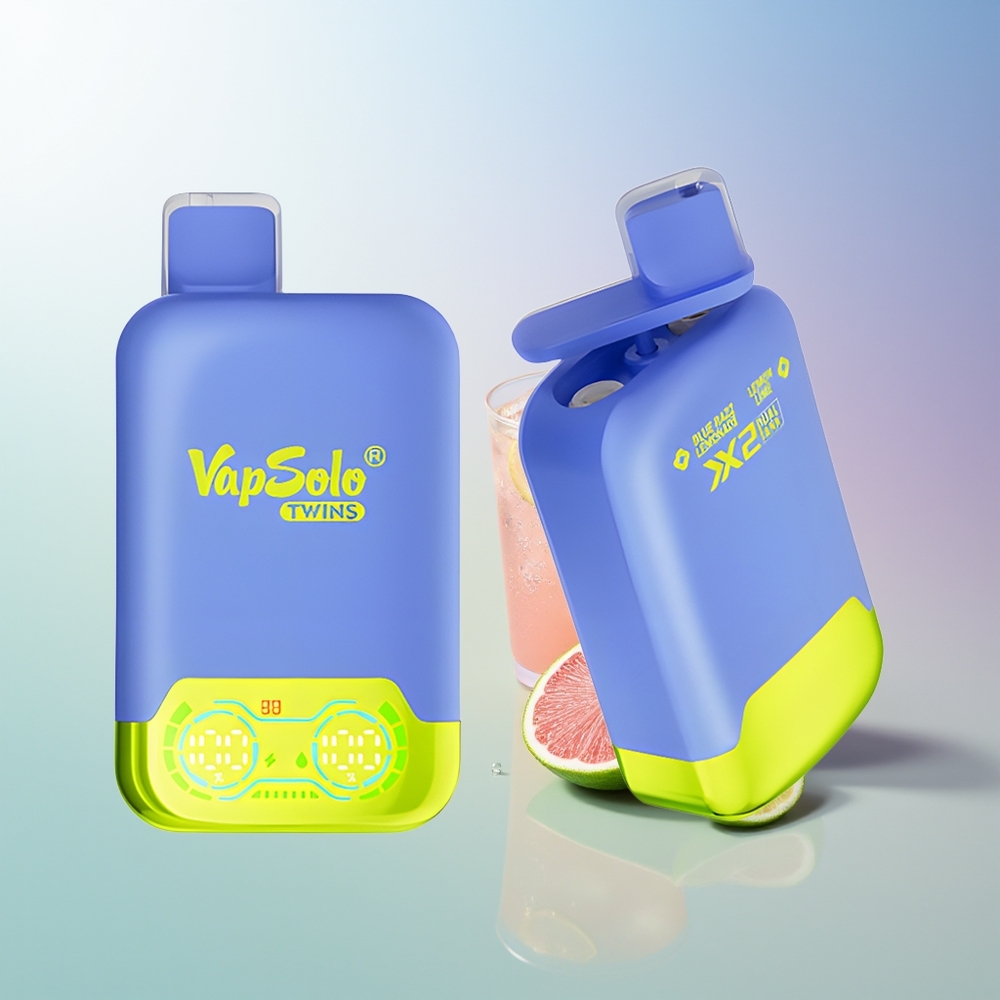 Vapsolo Twins 20000 Puffs Dual Tank Blue Razz Lemonade  Lemon Lime Type-C