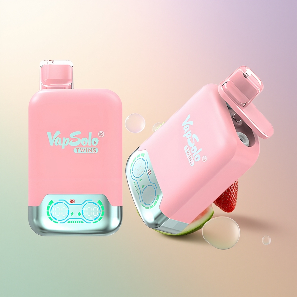 Vapsolo Twins 20000 Puffs Strawberry Ice  Mango Peach Watermelon 40ml Dual Tank Type-C
