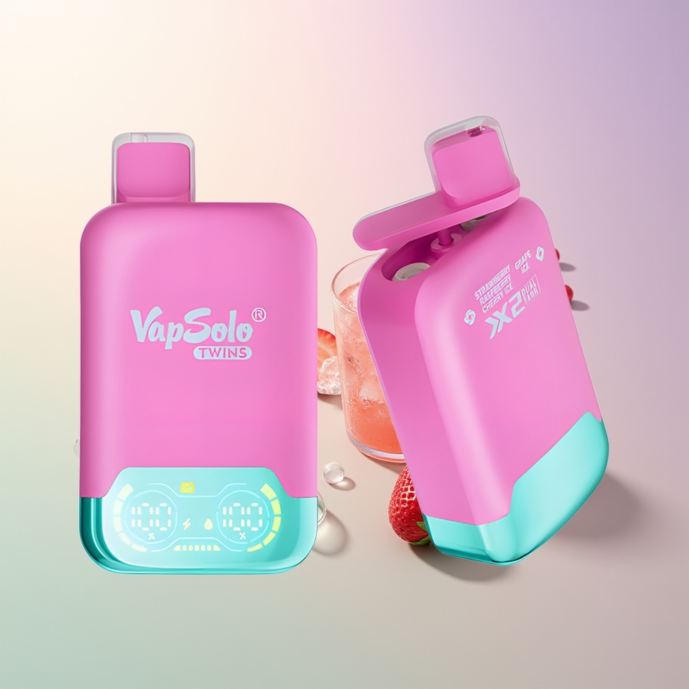 Vapsolo Twins 20000 Puffs Strawberry Raspberry Cherry Ice  Grape Ice Double Tank Type-C