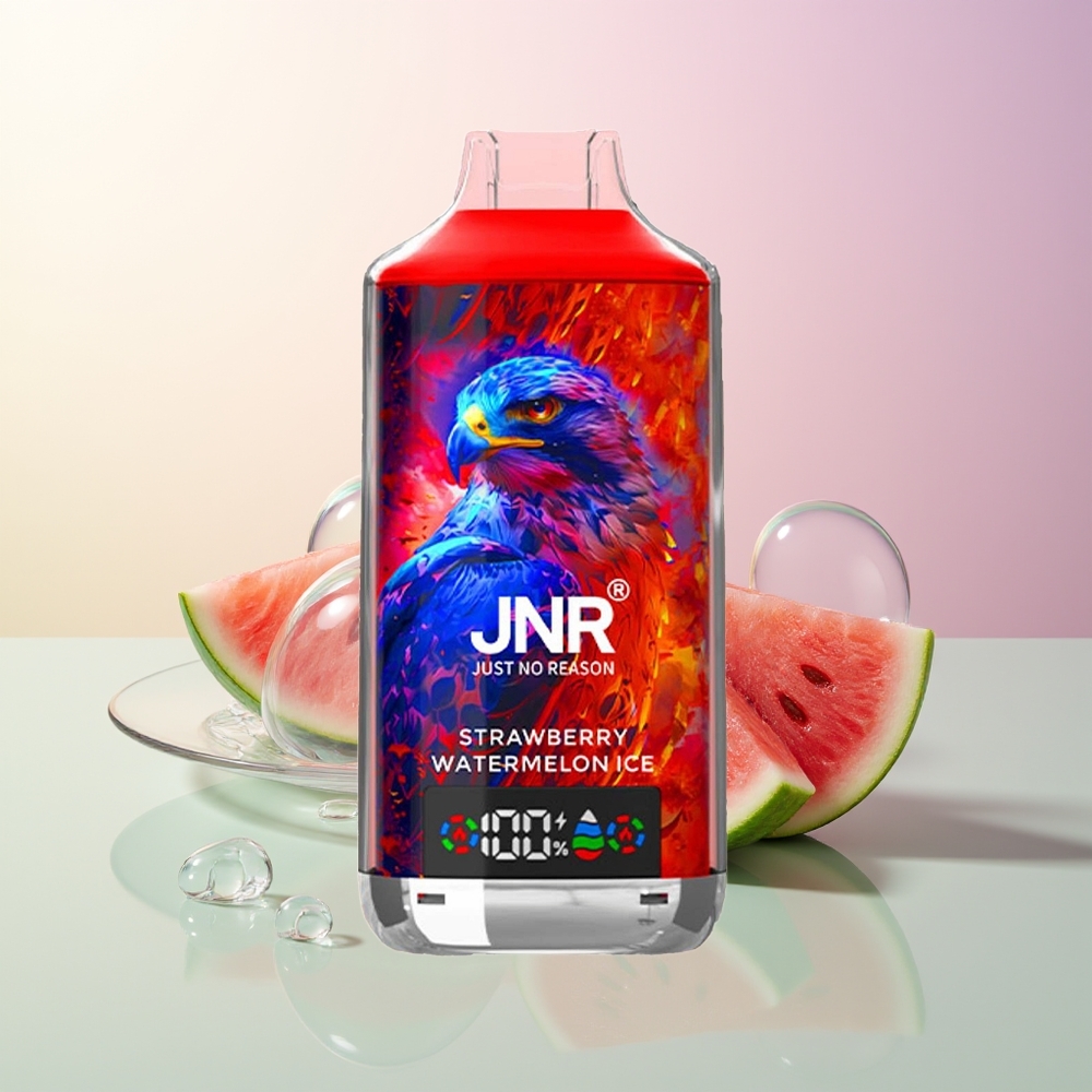 JNR Falcon X 18000 Puffs Strawberry Watermelon Ice 750mAh 24ml Dual Mesh Coil Digital Display Type-C Quick Charge 0%/2%/5% Nicotine
