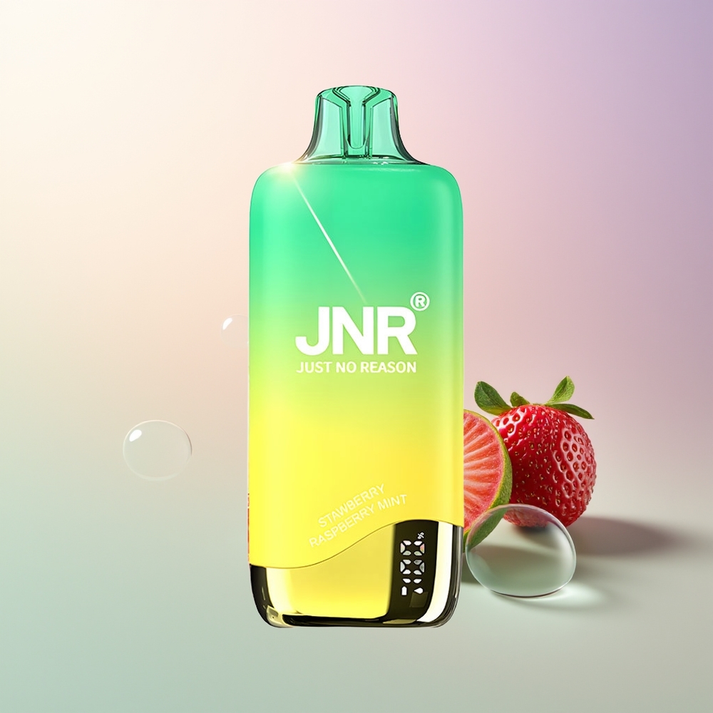 JNR Rainbow 10500 Puffs Strawberry Raspberry Mint Disposable Vape with 18ml e-Liquid 0.8ohm Mesh Coil USB-C Charging