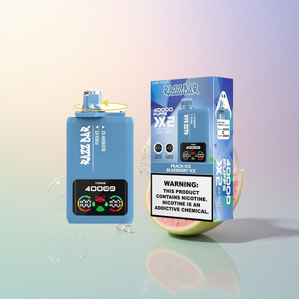 Razz Bar 40000 Puffs Peach Ice Blueberry Ice Power Screen Mesh Coil Type-C Vape