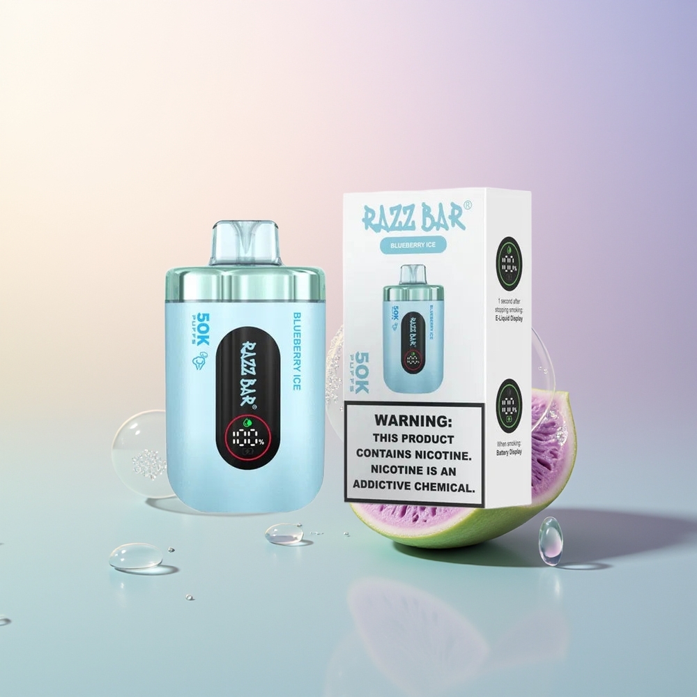 Razz Bar 50K Puffs Blueberry Ice Disposable Vape 1.0 Ohm Mesh 650mAh Type-C 2% Nicotine