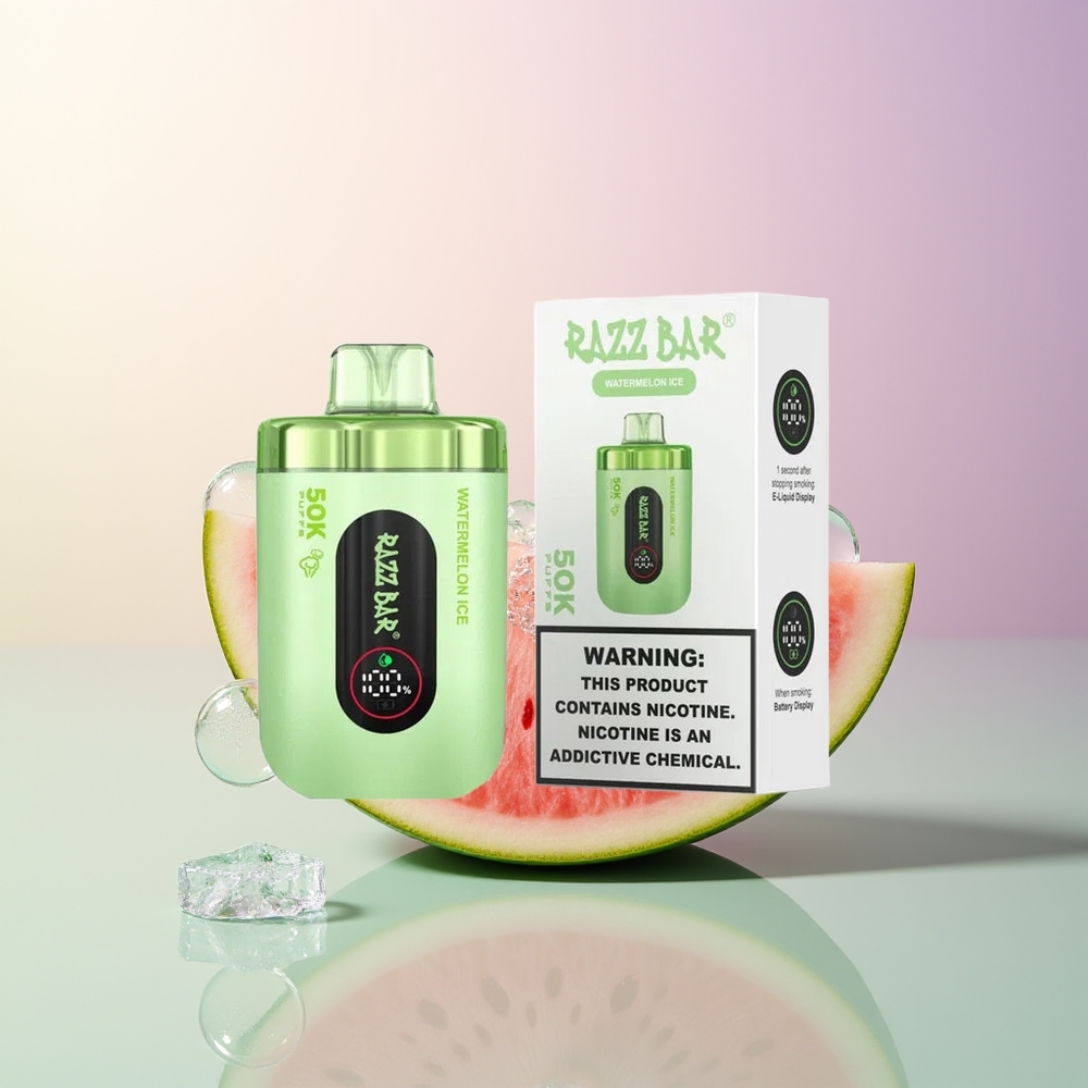 Razz Bar 50K Puffs Watermelon Ice Disposable Vape 1.0 Ohm Mesh 650mAh Type-C 2% Nicotine